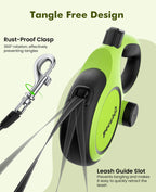 Pecute 8m/26ft Dog Lead Retractable Dog Leash with Poo Bag Holder