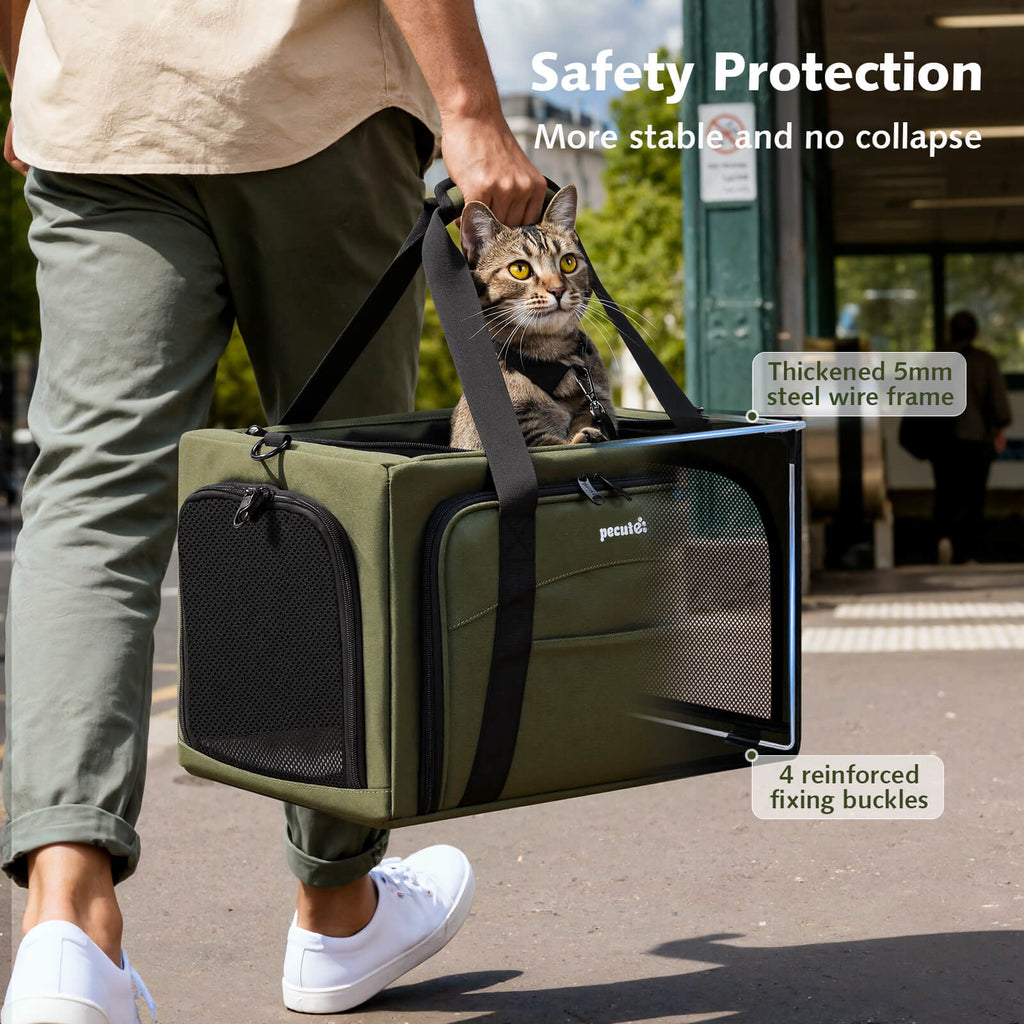 Pecute Dual Expandable Cat Carrier Bag with Stable Structure Breathable Pet Handbag