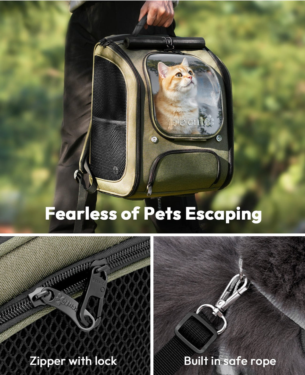 Pecute Bubble Cat Backpack Carrier Large Space Ergonomic 3D Design Breathable & Shaded