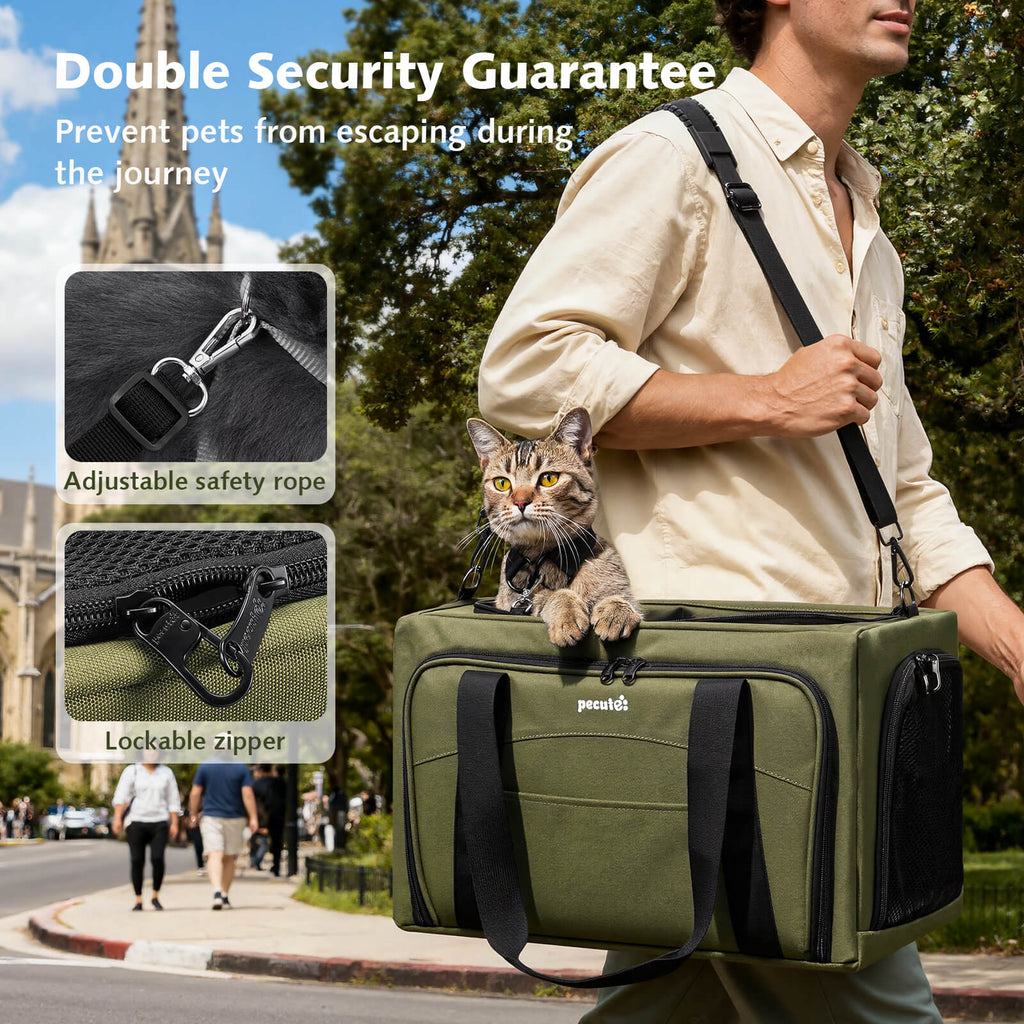 Pecute Dual Expandable Cat Carrier Bag with Stable Structure Breathable Pet Handbag
