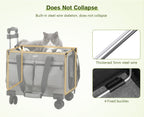 Pecute Cat Carrier with Wheels Steel Wire Frame Trolley Handbag Bag Stroller