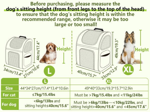 Pecute Cat Carrier Dog Backpack Expandable (Khaki)