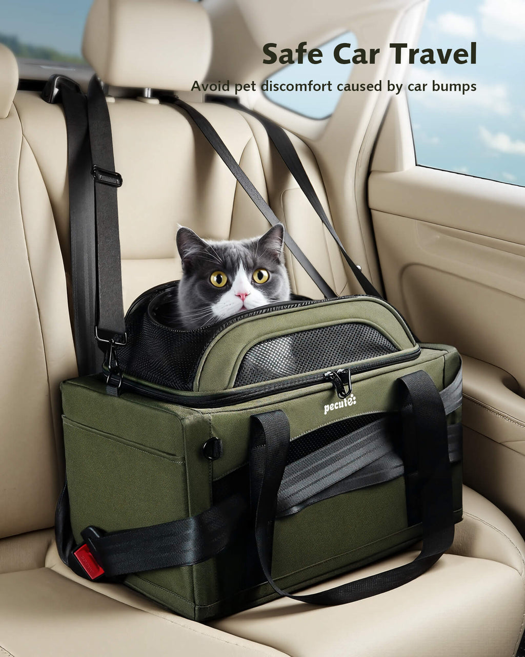 Pecute Airline Approved Expandable Pet Carrier Dog Cat Carrier with Leakproof Pee Pad