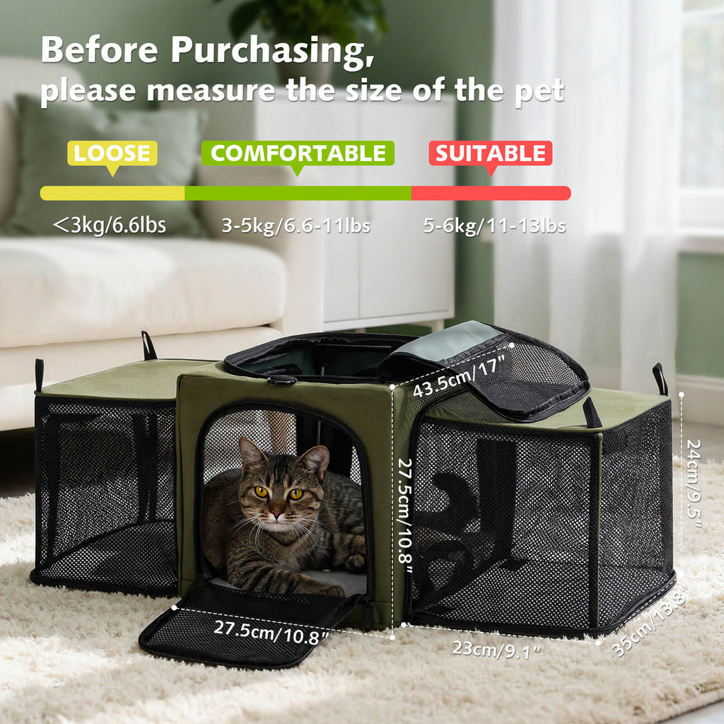 Pecute Dual Expandable Cat Carrier Bag with Stable Structure Breathable Pet Handbag