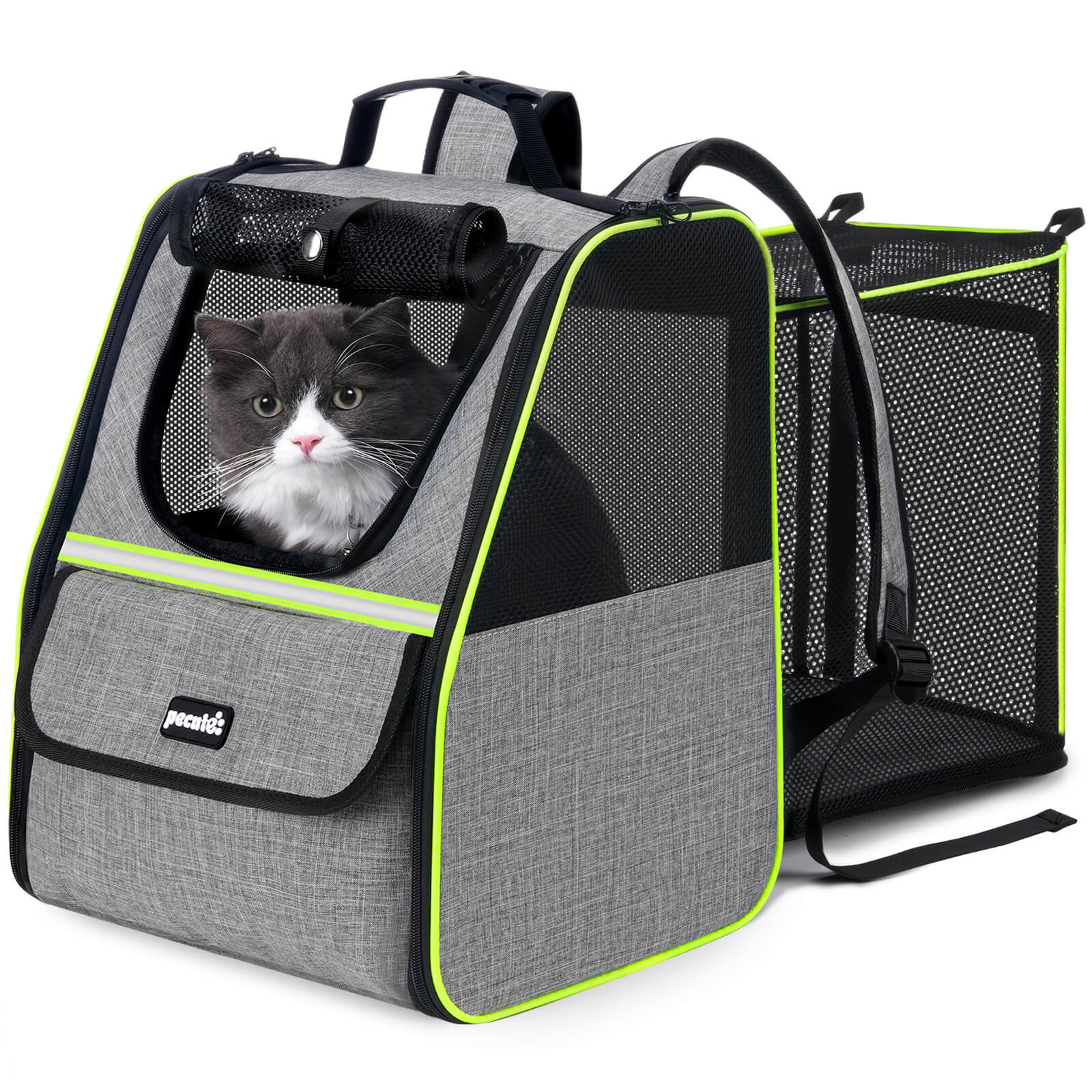 Pecute Expandable Cat Carrier Backpack Pet Carrier with Ventilated Mesh for Cats Dogs up to 11 lbs