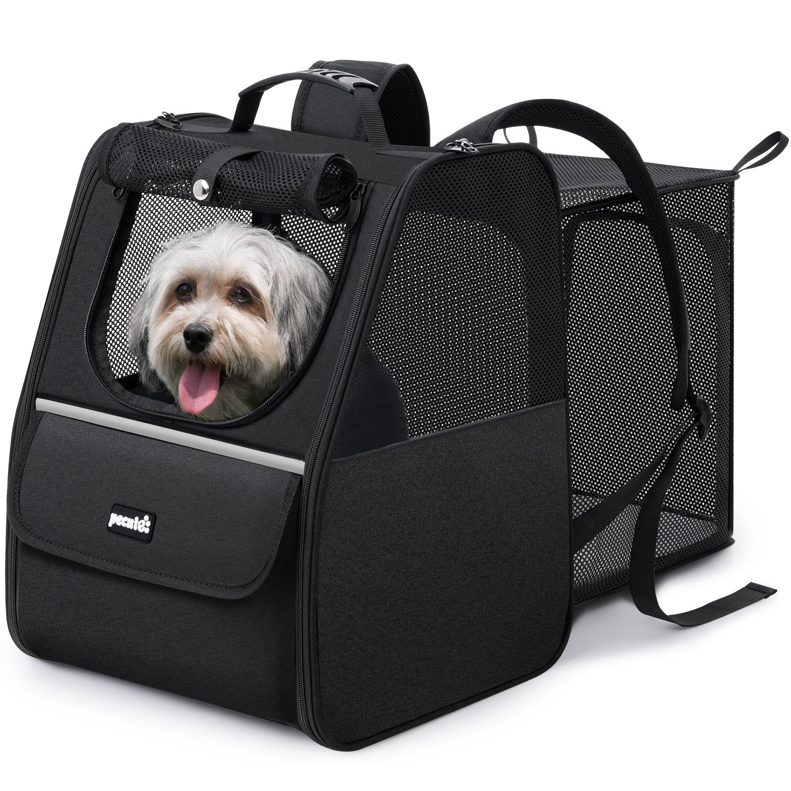 Pecute Expandable Cat Carrier Backpack Pet Carrier with Ventilated Mesh for Cats Dogs up to 11 lbs