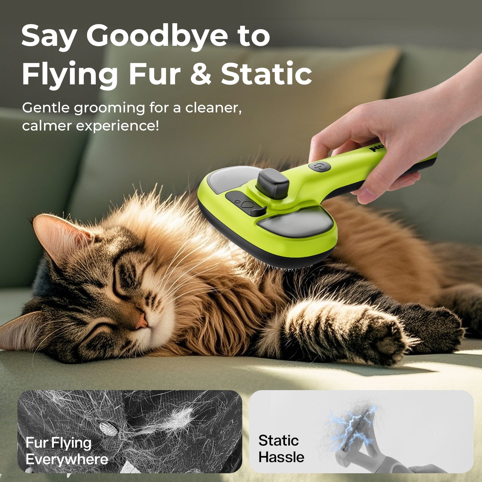 Pecute Steam Cat Brush Self-Cleaning Grooming with 2 Water Spray Modes