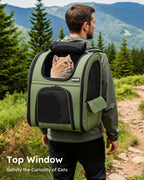 Pecute Expandable Breathable Mesh Cat Backpack Carrier (Green)