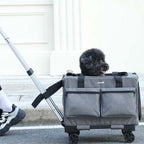Pecute Cat Carrier with Wheels Steel Wire Frame Trolley Handbag Bag Stroller