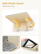 Pecute Double Cat Shelves with Cat Scratching Post for Wall Window with Solid Wood Frame