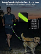 Pecute Dog Leash Hands Free Waist Leash with Pouch Removable for 33-120lbs Dogs