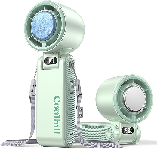 Pro Handheld Portable Fan with Ice Cooler: 199-Speed 5500mAh Rechargeable Handheld Fan, 12H Time Hand Cooling Personal Fans with 20000 RPM Air Turbo Tech for Travel Outdoor (Green)