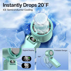 Pro Handheld Portable Fan with Ice Cooler: 199-Speed 5500mAh Rechargeable Handheld Fan, 12H Time Hand Cooling Personal Fans with 20000 RPM Air Turbo Tech for Travel Outdoor (Green)