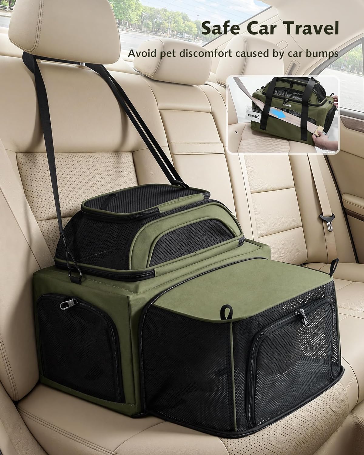 Pecute Airline Approved Top Side Expandable Pet Carrier Dog Cat Carrier