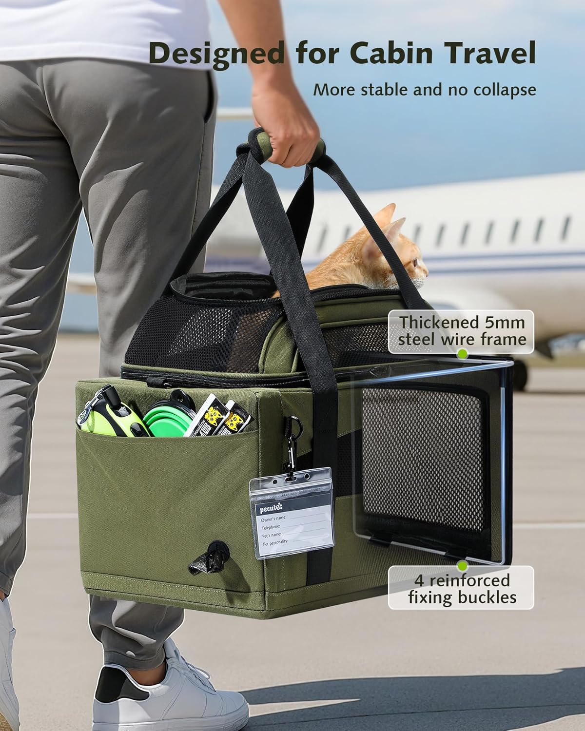 Pecute Airline Approved Top Side Expandable Pet Carrier Dog Cat Carrier