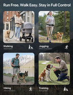 Pecute Dog Leash Hands Free Waist Leash with Pouch Removable for 33-120lbs Dogs