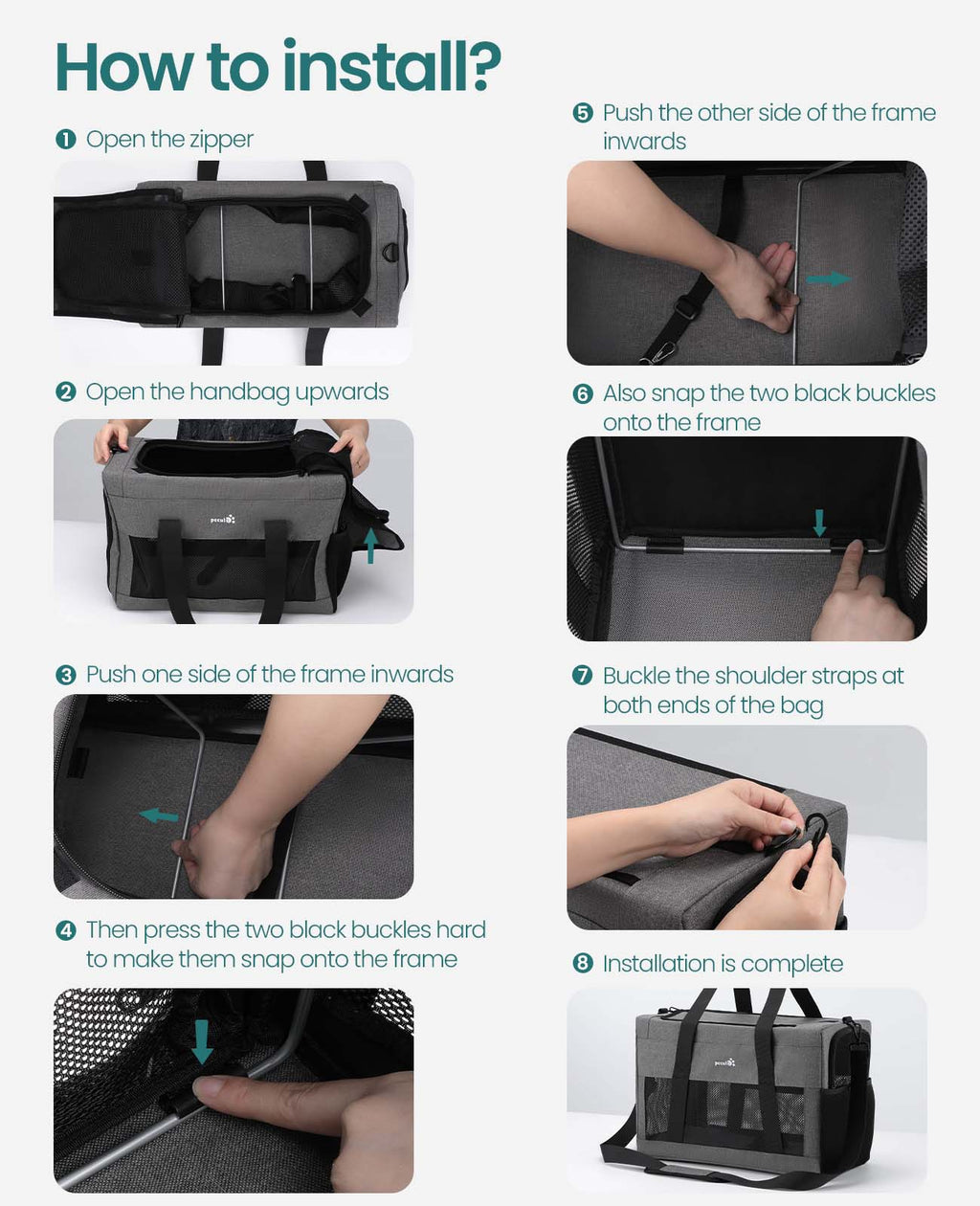 Pecute Airline Approved Cat Carrier Handbag Extra Stable Built-in Frame