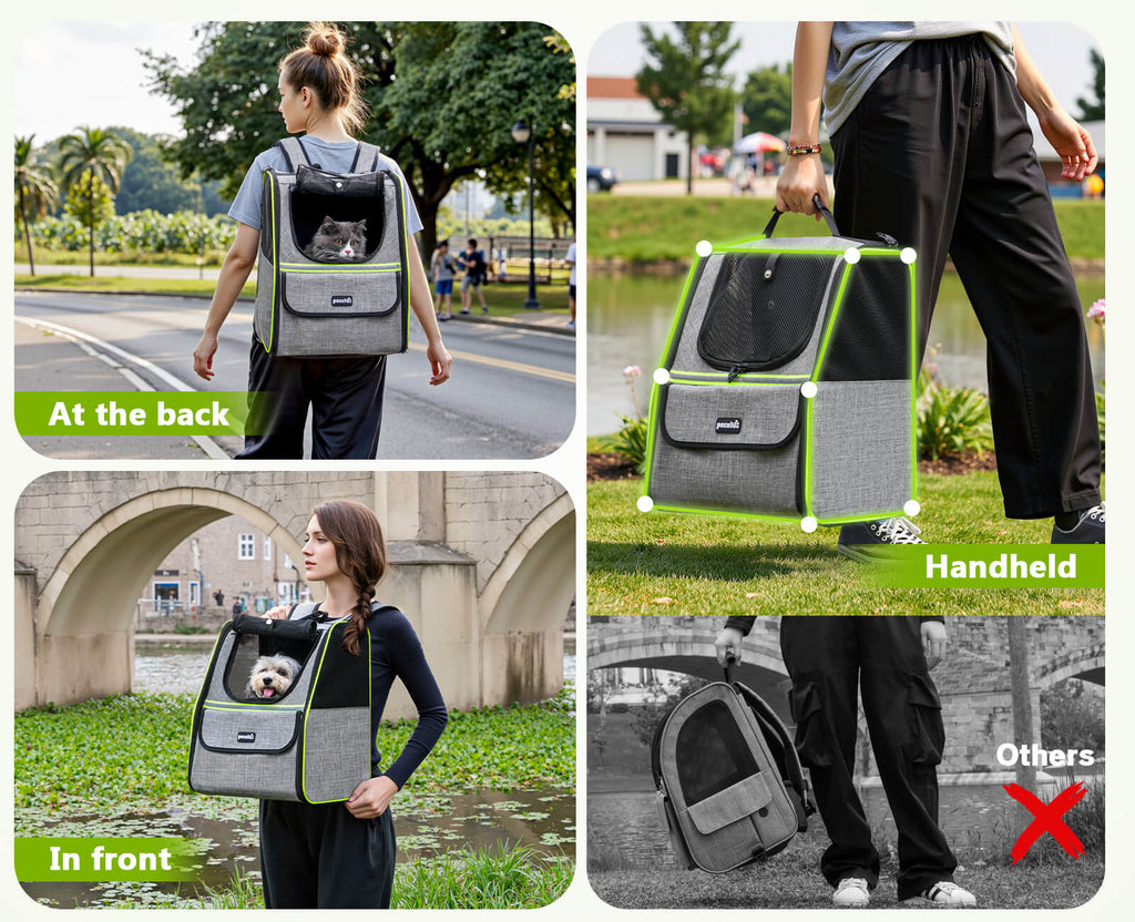 Pecute Expandable Cat Carrier Backpack Pet Carrier with Ventilated Mesh for Cats Dogs up to 11 lbs