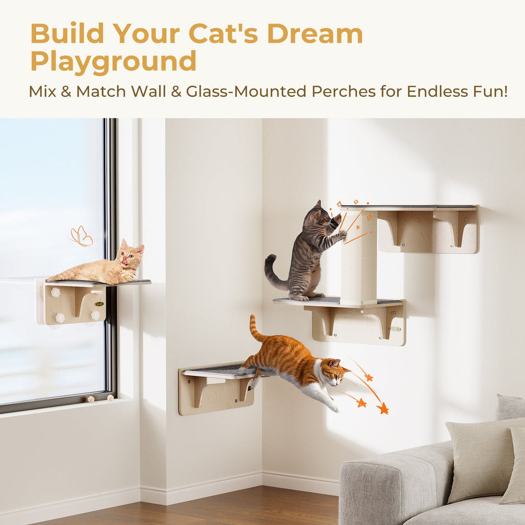 Pecute Wood Wall-Mounted Cat Climbing Shelf