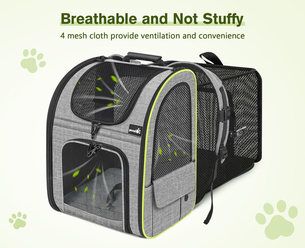Pecute Cat Carrier Dog Backpack Expandable (Grey) - As Seen on TV
