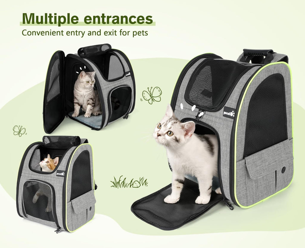 Pecute Cat Carrier Dog Backpack Expandable (Grey) - As Seen on TV