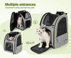 Pecute Cat Carrier Dog Backpack Expandable (Grey) - As Seen on TV