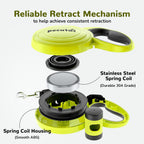 Pecute 10m/32ft Retractable Dog Leash with Dog Waste Bag Holder