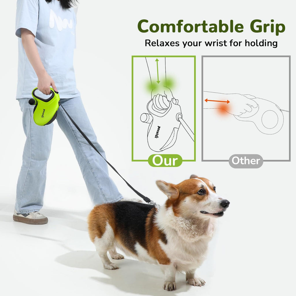 Pecute 10m/32ft Retractable Dog Leash with Reflective Strips with  Poop Bag