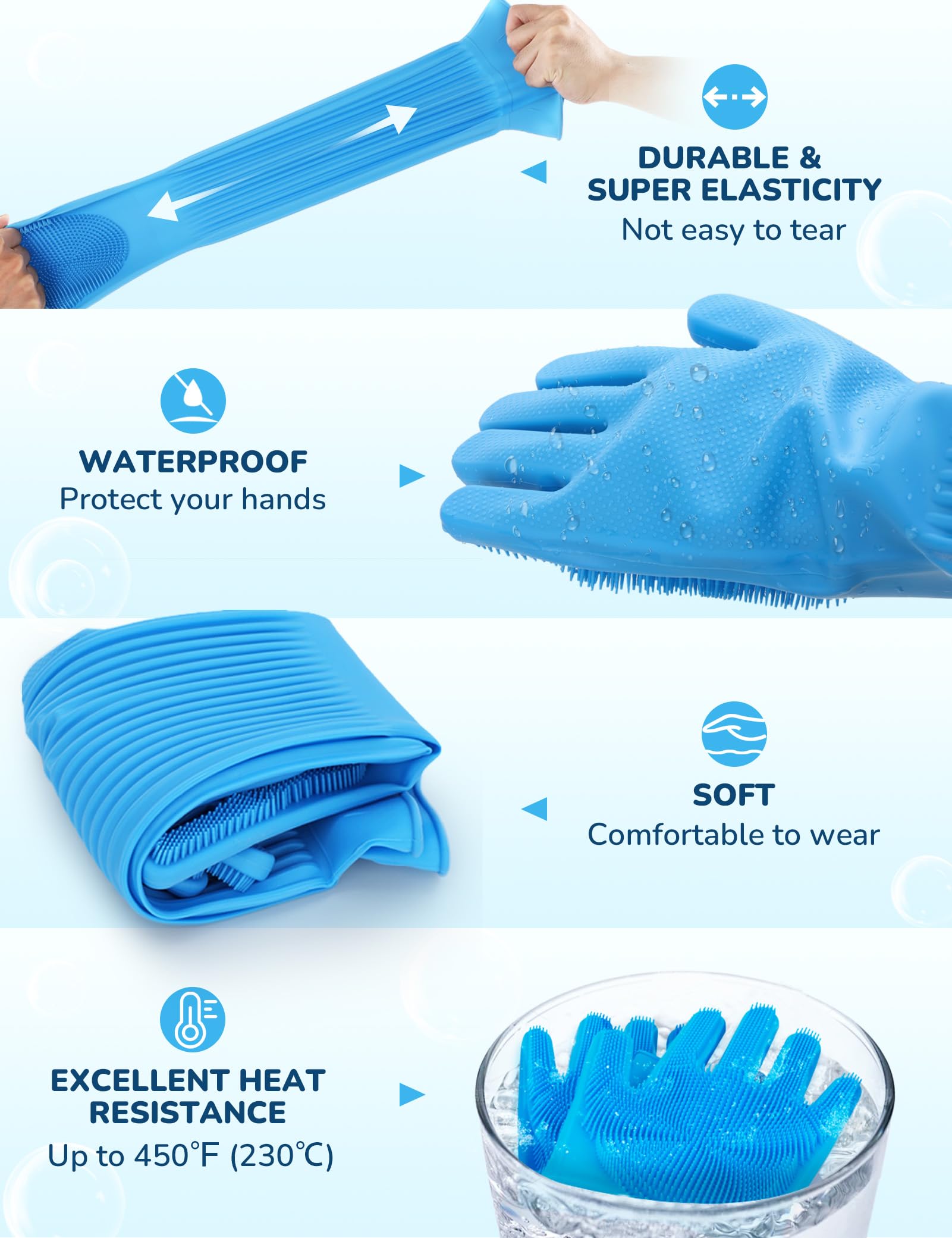 Pecute Updated Extension Dog Wash Mitt Bathing Grooming Gloves
