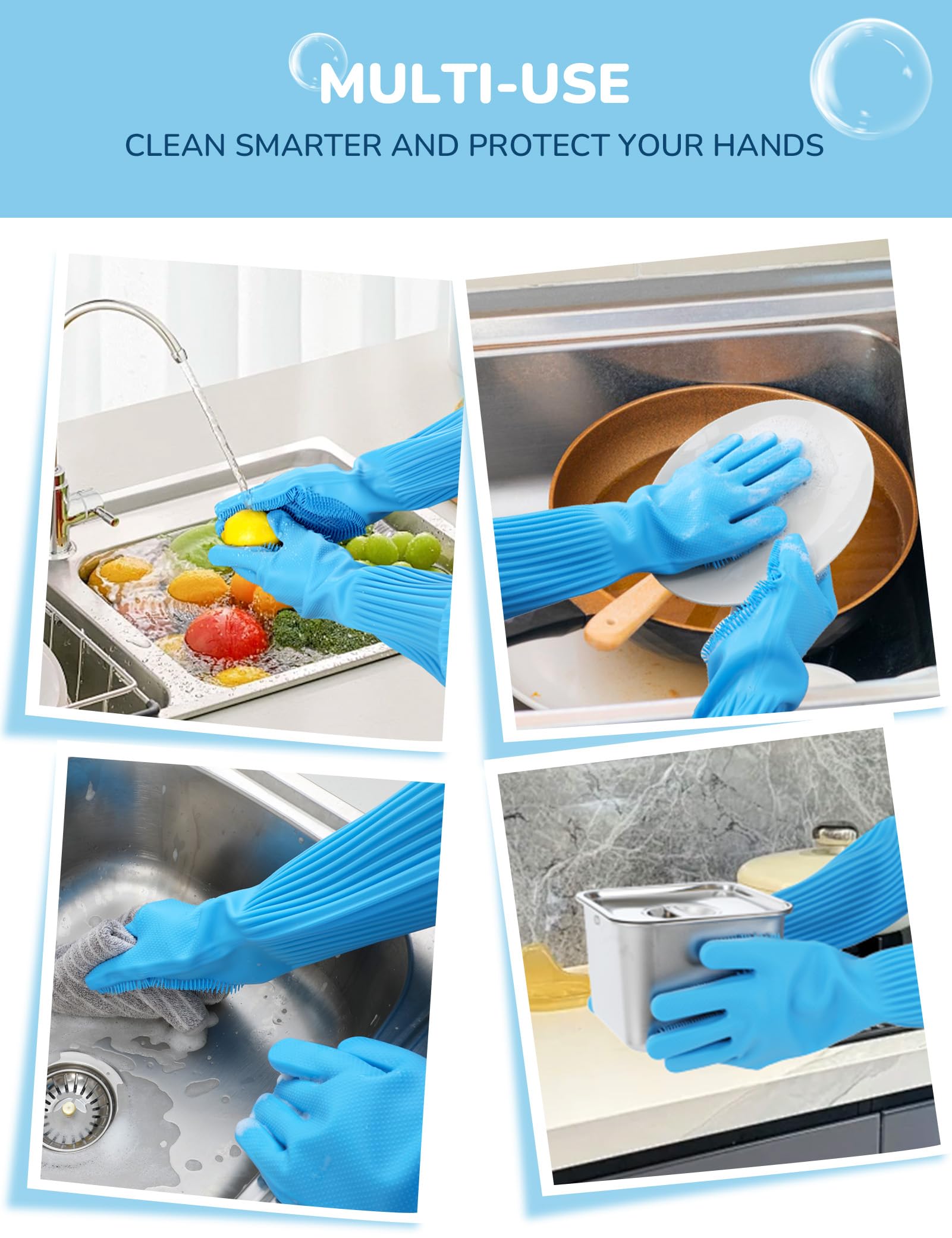 Pecute Updated Extension Dog Wash Mitt Bathing Grooming Gloves