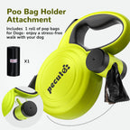 Pecute 10m/32ft Retractable Dog Leash with Dog Waste Bag Holder