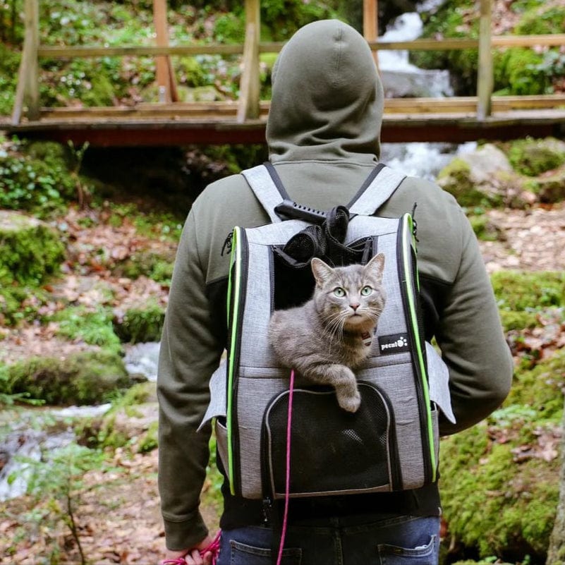 Pecute Cat Carrier Dog Backpack Expandable (Grey) - As Seen on TV