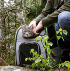 Pecute Cat Carrier Dog Backpack Expandable (Grey) - As Seen on TV