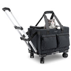 Pecute Cat Carrier with Wheels Steel Wire Frame Trolley Handbag Bag Stroller